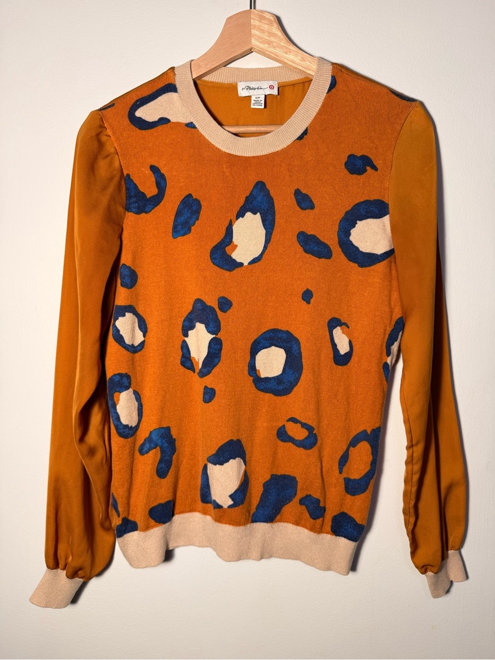 3.1 Phillip Lim for Target Rust Orange Blue Cream Animal Print Crewneck Sweater